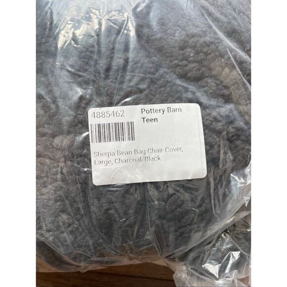 Pottery Barn Teen Sherpa Charcoal Bean Bag Chair Slipcover Large - Picture 6 of 7